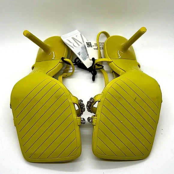 Zara Sexy NWT Lime Green Rhinestones High Heel Shoes **EU Sz 36/US Sz 6** 🔥🔥 - Picture 4 of 5